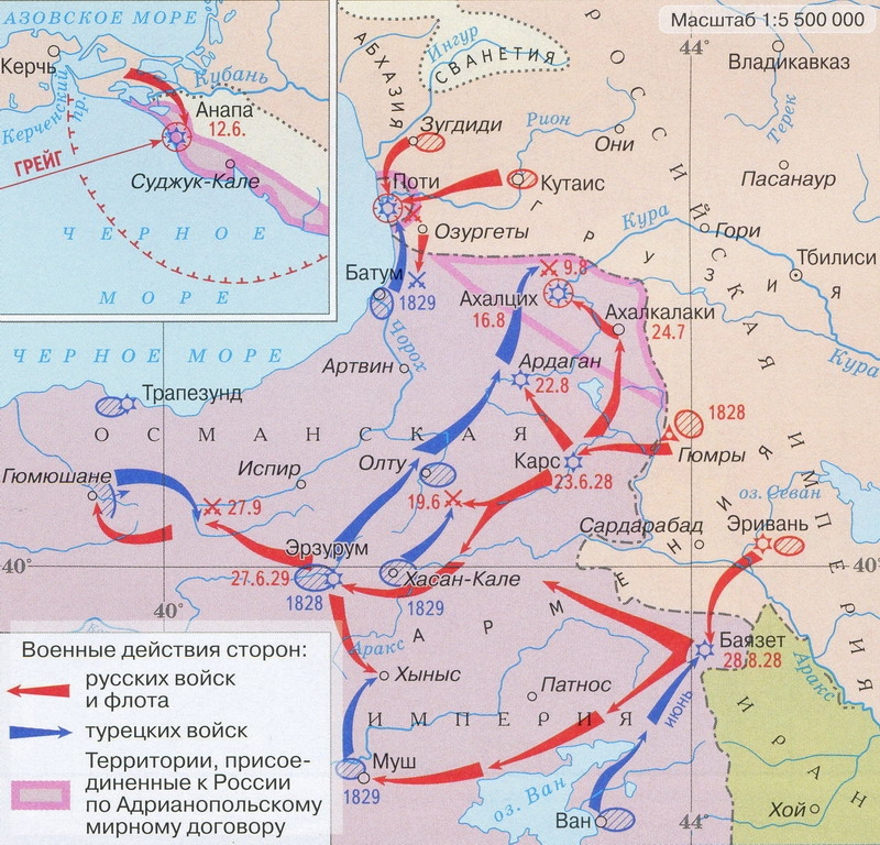 Русско турецкая война 1828 1829 карта егэ