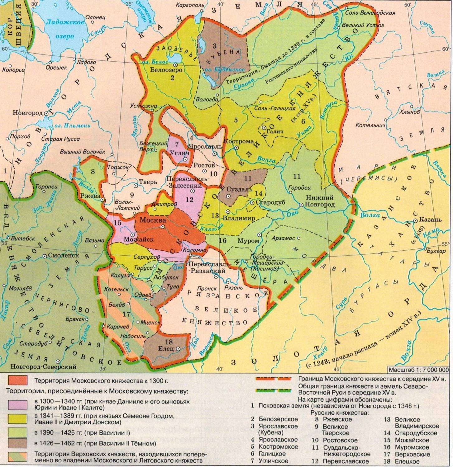 Усиление московского княжества в 1300 1462 контурная карта 6 класс