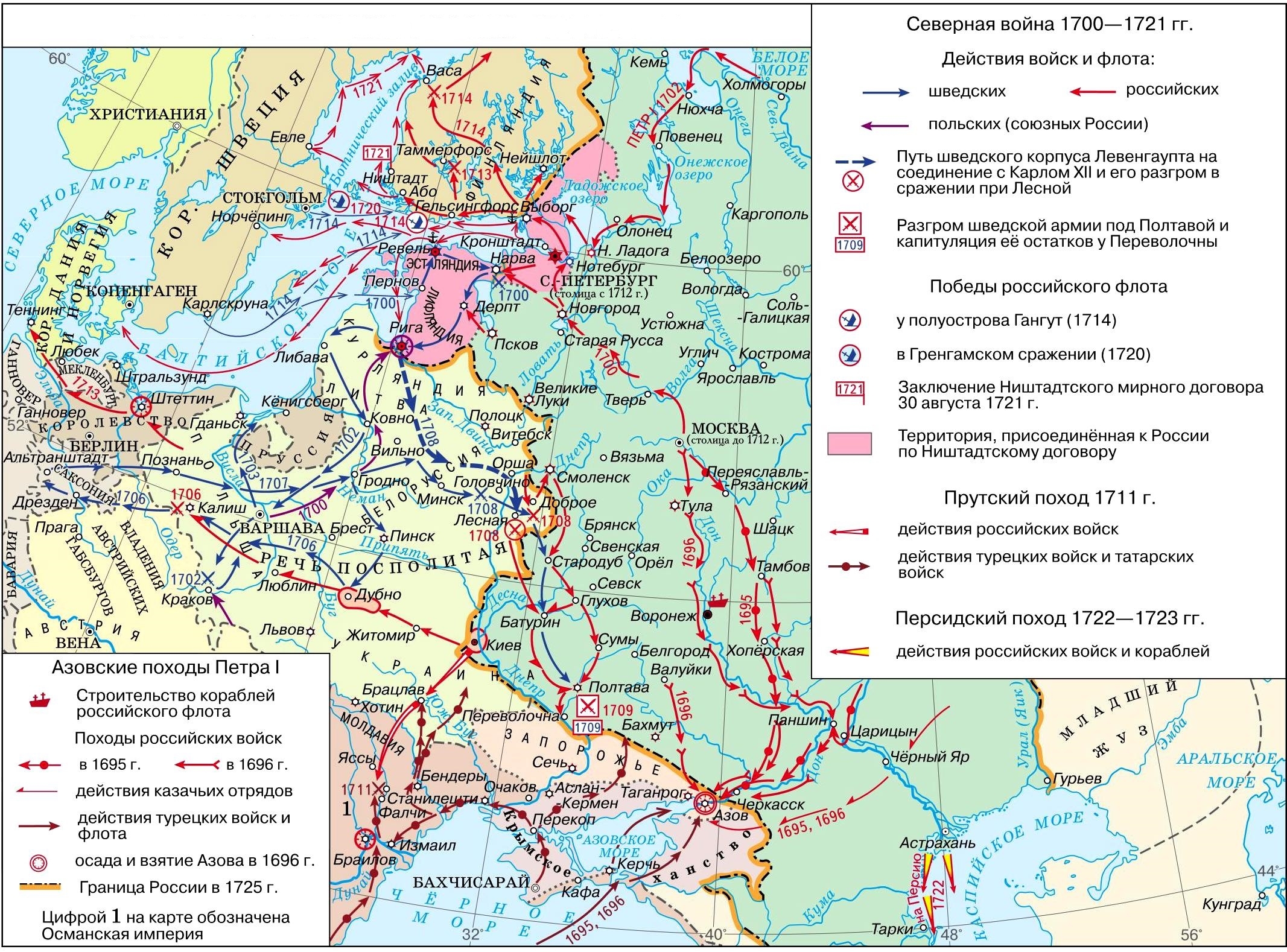 Россия в северной войне карта