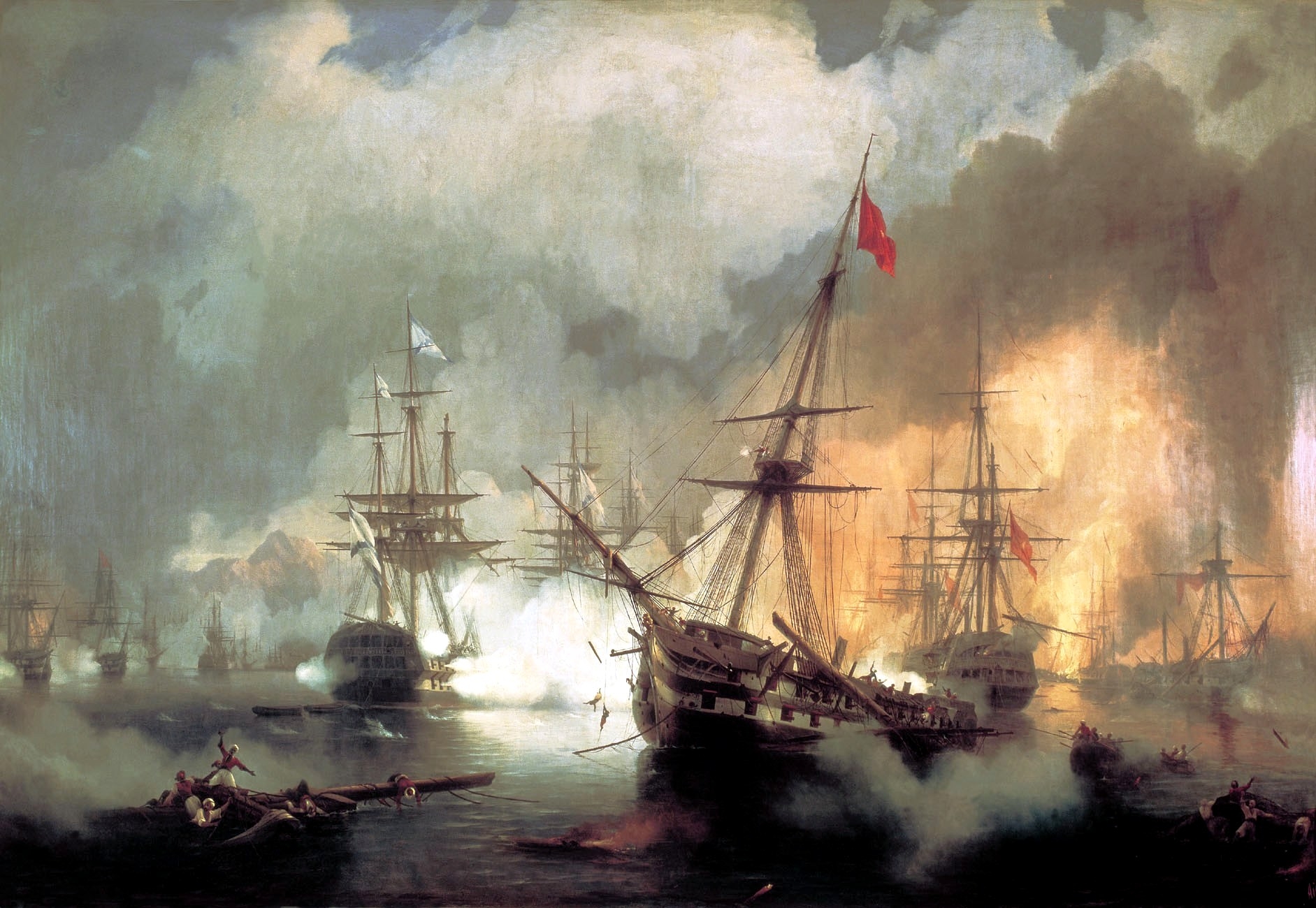 4.  Наваринское  сражение. Художник И.К. Айвазовский. 1846 г.