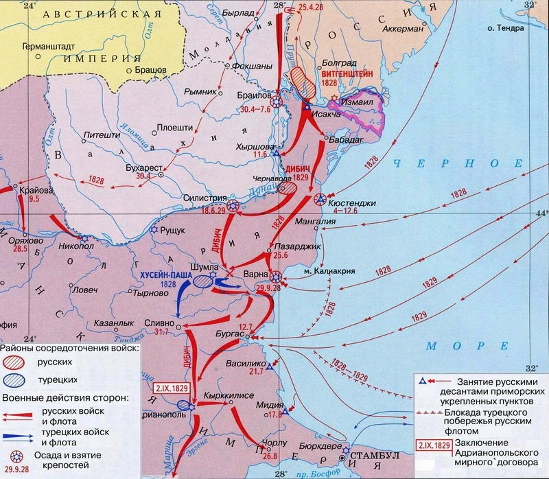 Русско турецкая война 1828 1829 карта егэ